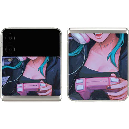Anime Catgirl Gamer Nerd by Ivy Dolamore Galaxy Z Flip3 5G Skin